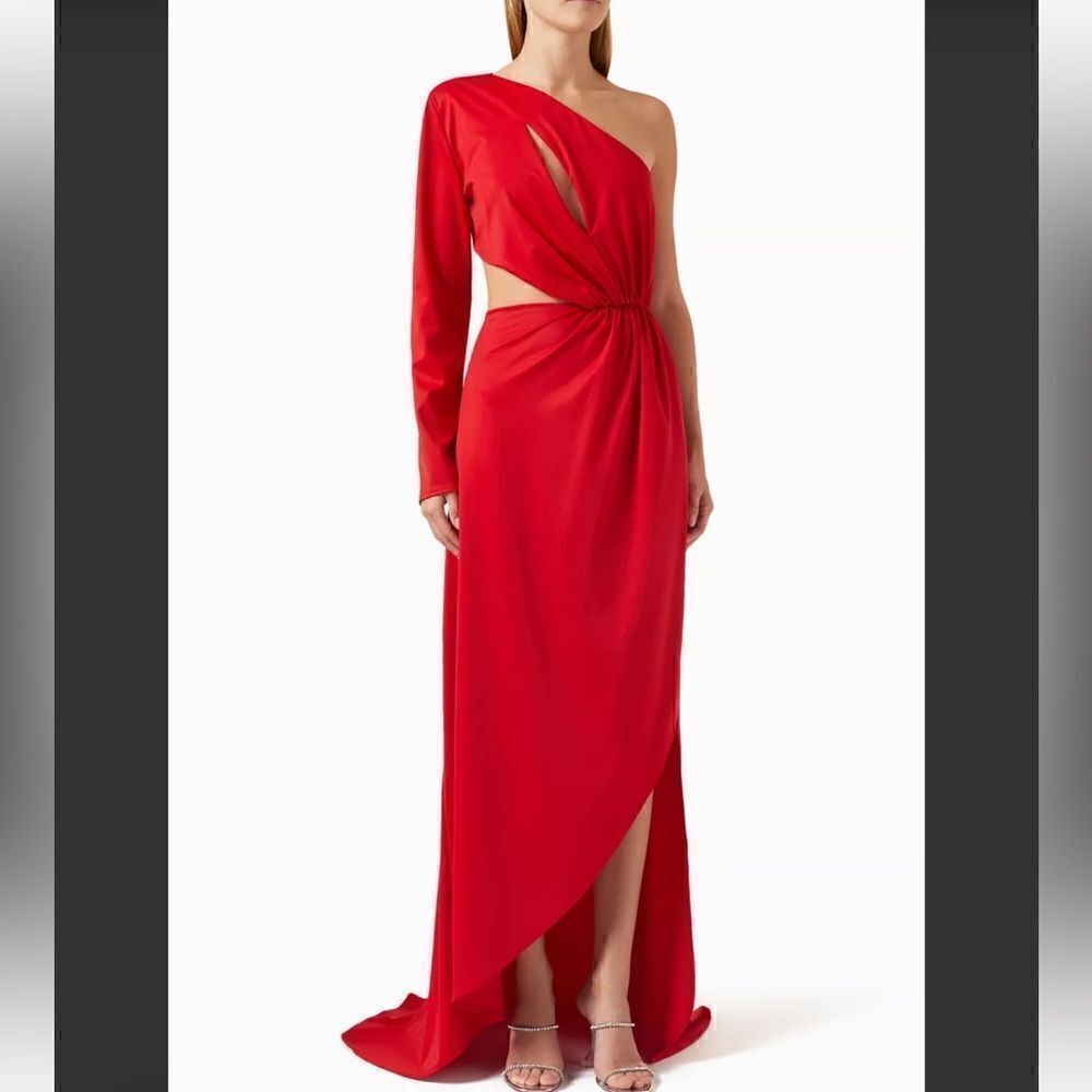 Yaura Salewa Red Dress One-Shoulder Maxi Gownin Viscose — image 2 of 8